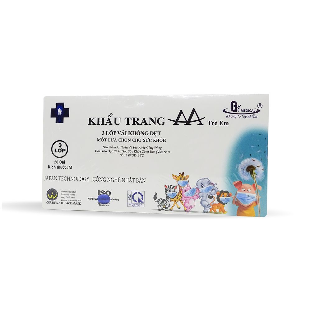 Khẩu trang AA trẻ em màu xanh (20 cái)