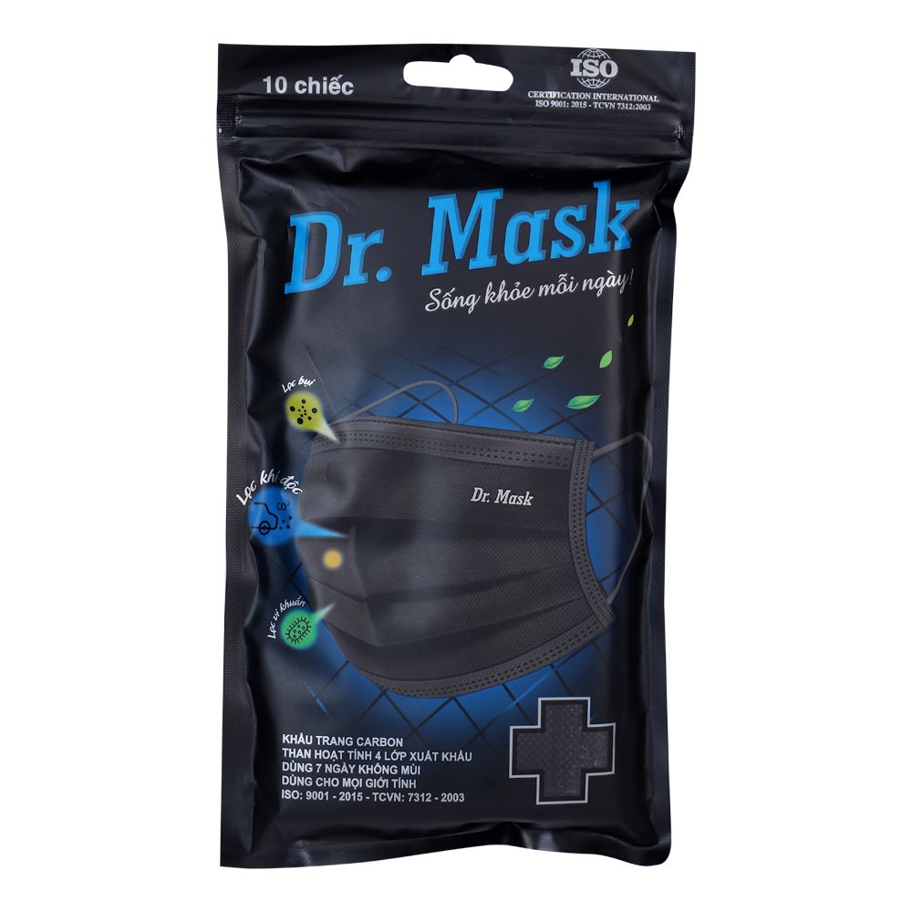 Khẩu Trang Carbon Than Hoạt Tính 4 Lớp Dr.Mask (Túi/ 10 Chiếc)