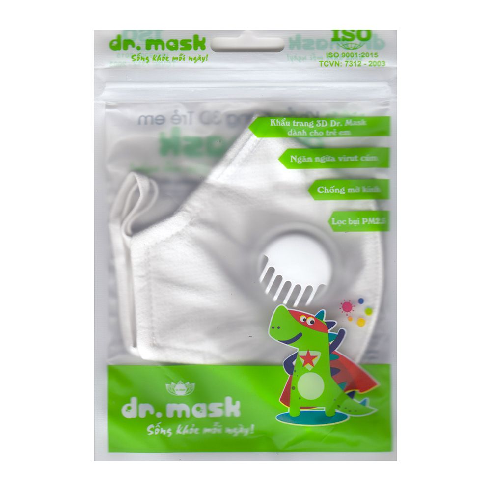 Khẩu Trang Trẻ Em 3D Kids Dr.Mask (Trắng Hoặc Xám)