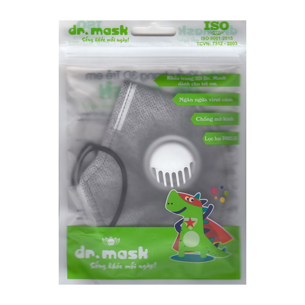 Khẩu Trang Trẻ Em 3D Kids Dr.Mask (Trắng Hoặc Xám)