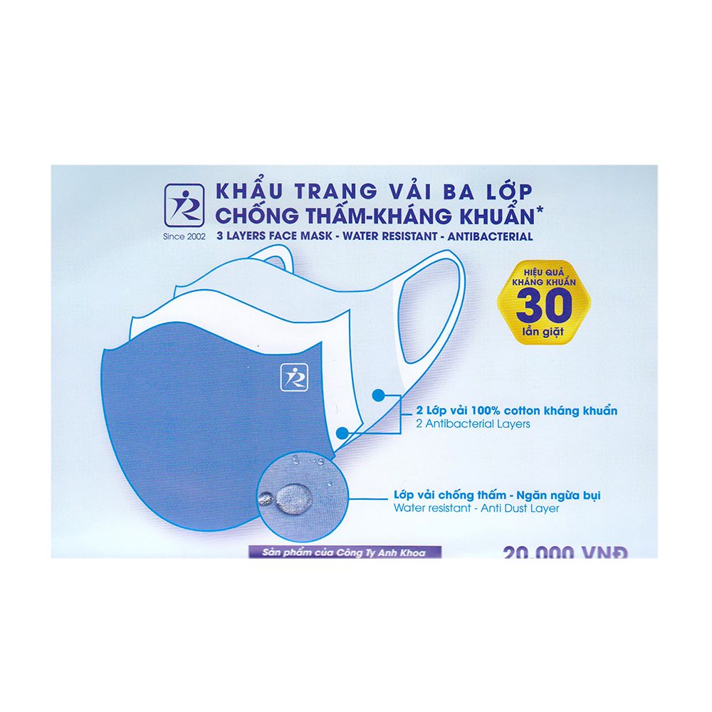 Khẩu Trang Vải 3 Lớp Chống Thấm - Kháng Khuẩn