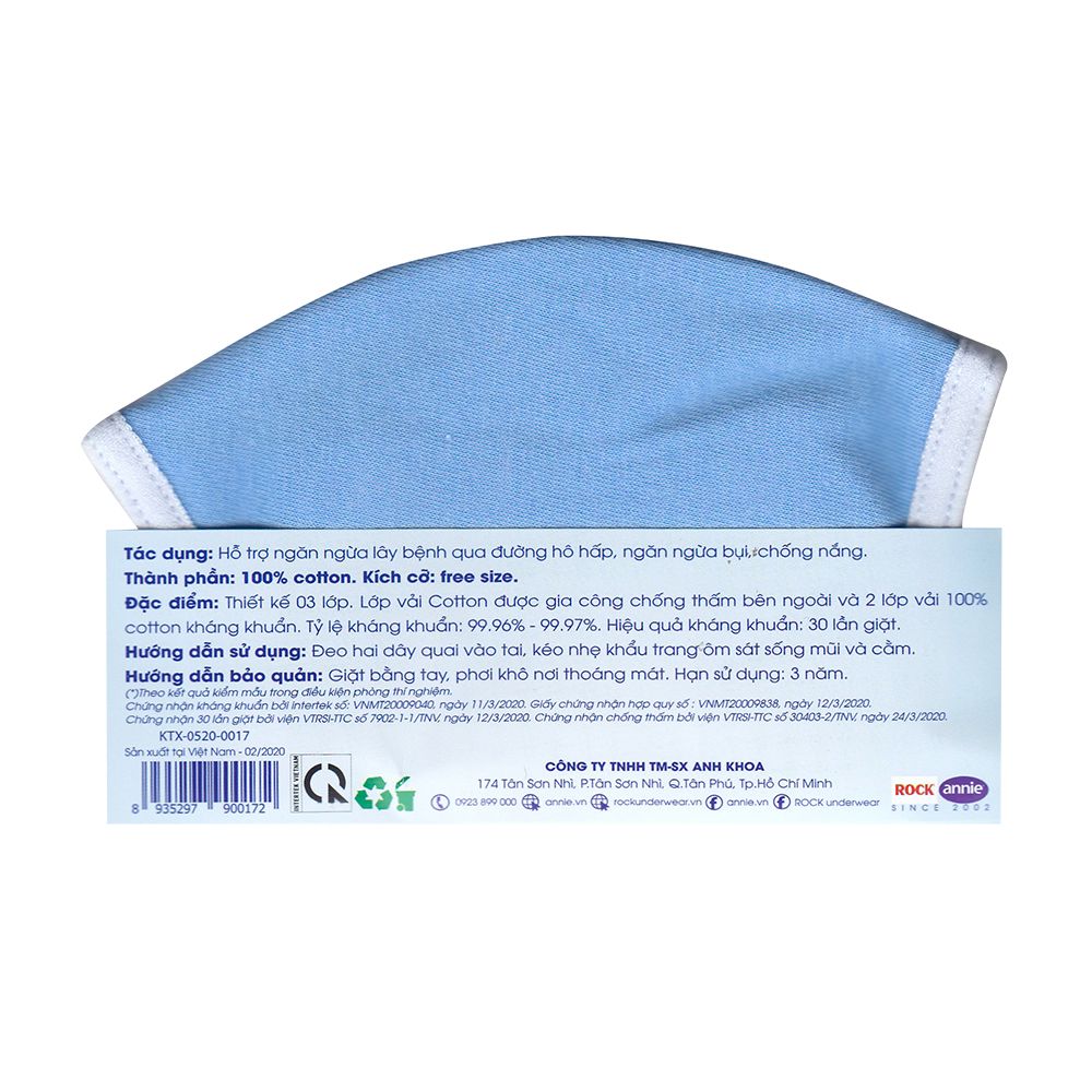 Khẩu Trang Vải 3 Lớp Chống Thấm - Kháng Khuẩn