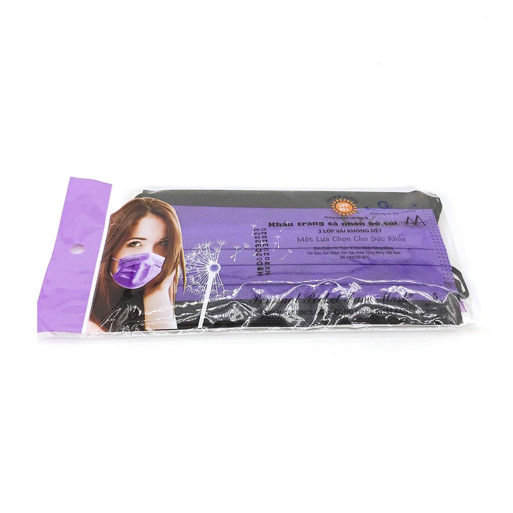 Khẩu Trang Y Tế 3 Lớp - Màu Tím (5 Cái)