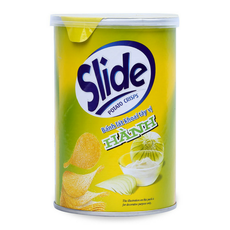 Bánh Snack Khoai Tây Chiên Slide Kinh Đô Vị Potato Sour Cream & Onion Lon 75g