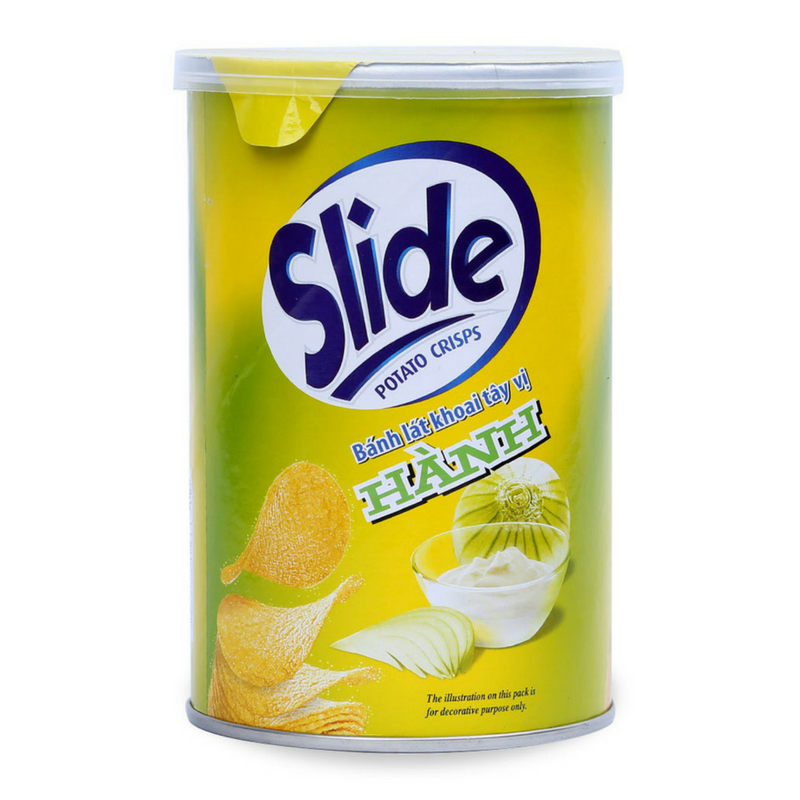  Bánh Snack Khoai Tây Chiên Slide Kinh Đô Vị Potato Sour Cream & Onion Lon 65g 