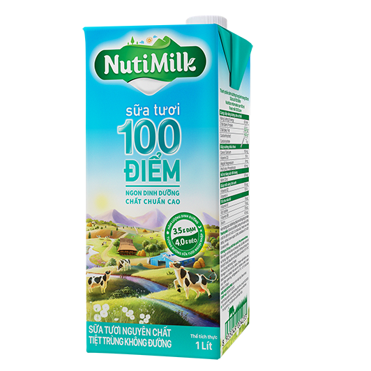 Sữa Tươi Tiệt Trùng Không Đường NutiMilk - Hộp 1 Lít