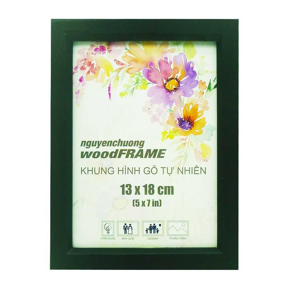Khung Hình Gỗ Tự Nhiên 13 x 18cm Nguyên Chương (Màu Đen)