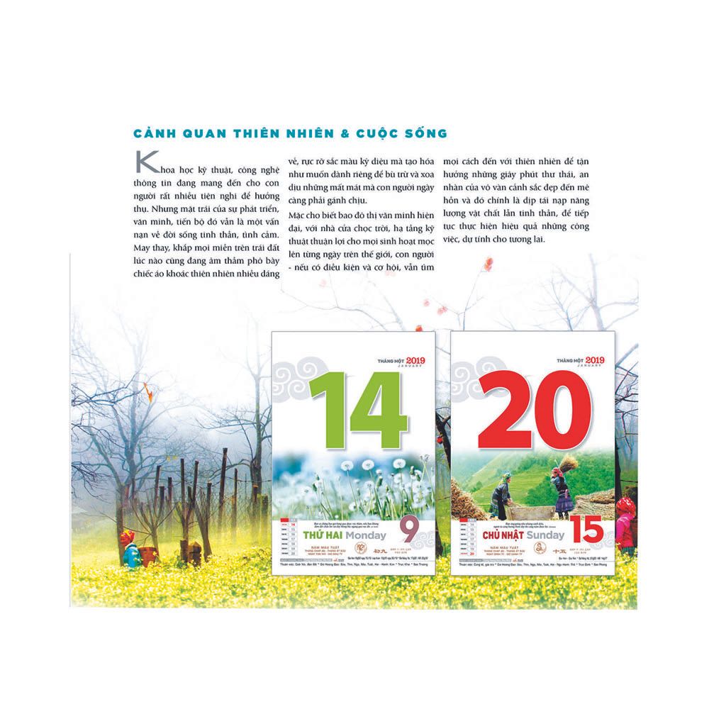 Lịch Siêu Đại Cảnh Quan Thiên Nhiên & Cuộc Sống - Kỷ Hợi 2019