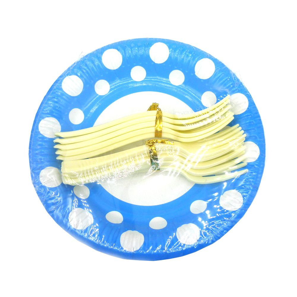 Lốc 10 Đĩa Giấy In Hoa (13oz + Nĩa)