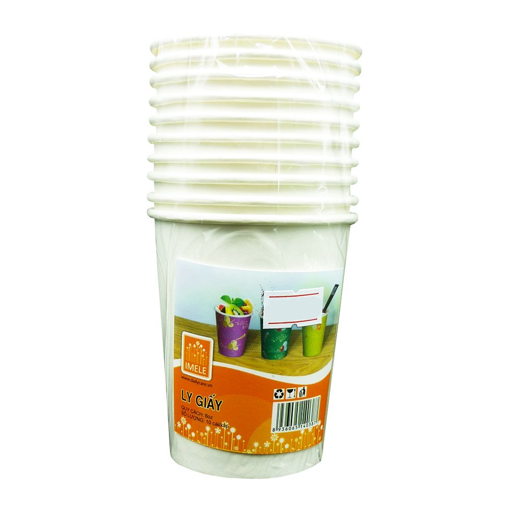 Lốc 10 Ly Giấy Trắng (8oz)