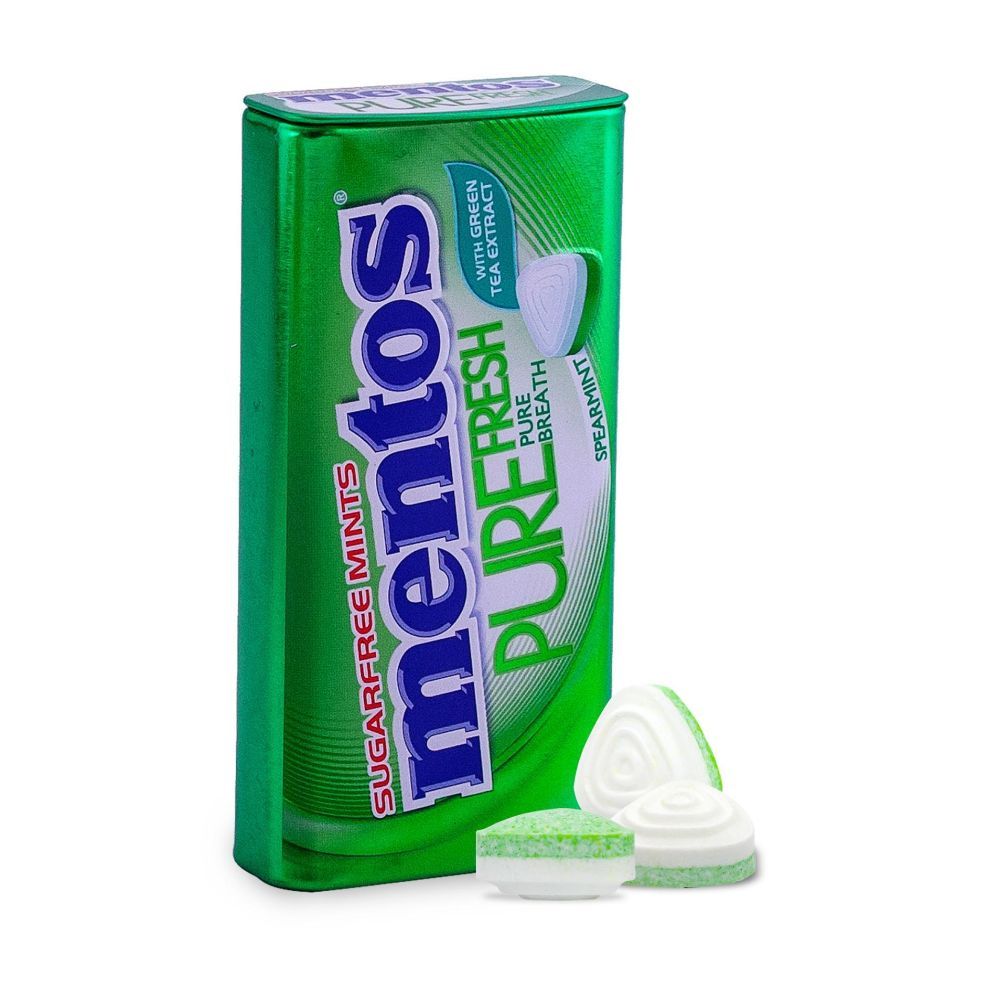 Kẹo Ngậm Không Đường Hương Spearmint Mentos Pure Fresh Với Trà Xanh (35g)