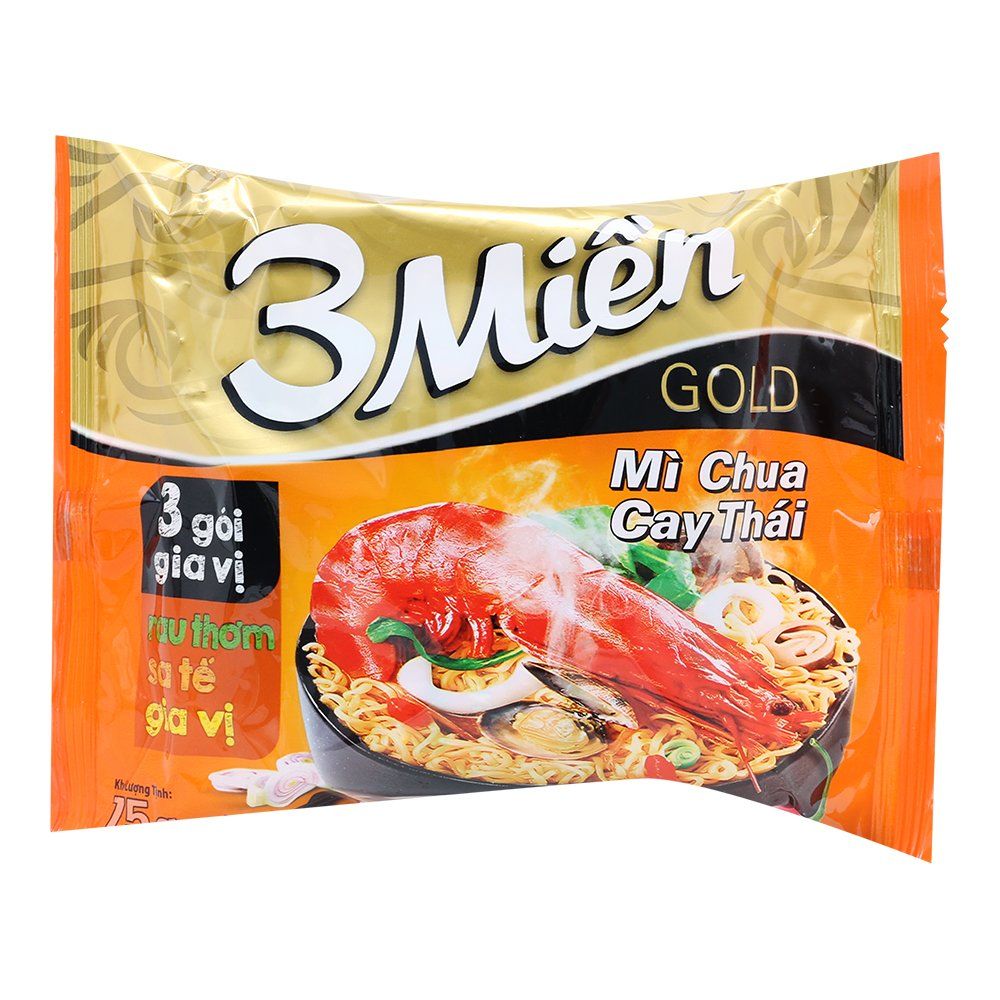 Mì 3 Miền Gold Vị Tôm Chua Cay Thái 75g