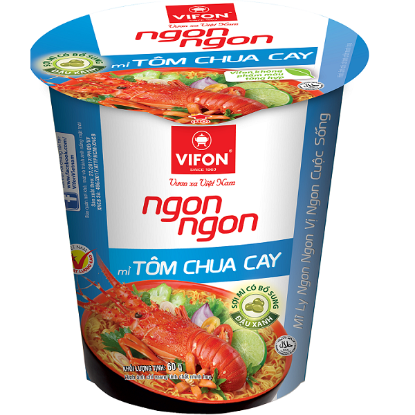 Mì Ly Ngon Ngon Vị Tôm Chua Cay 60g