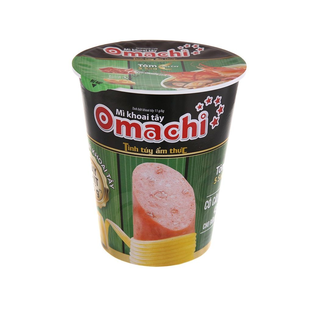 Mì Omachi Tôm Chua Cay 5 Sao Có Thịt - Ly 112gr