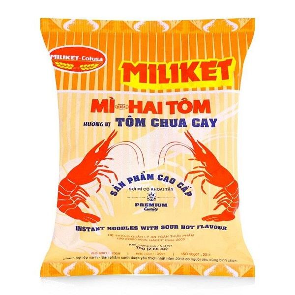 Mì Miliket Hai Tôm Vị Tôm Chua Cay 75g