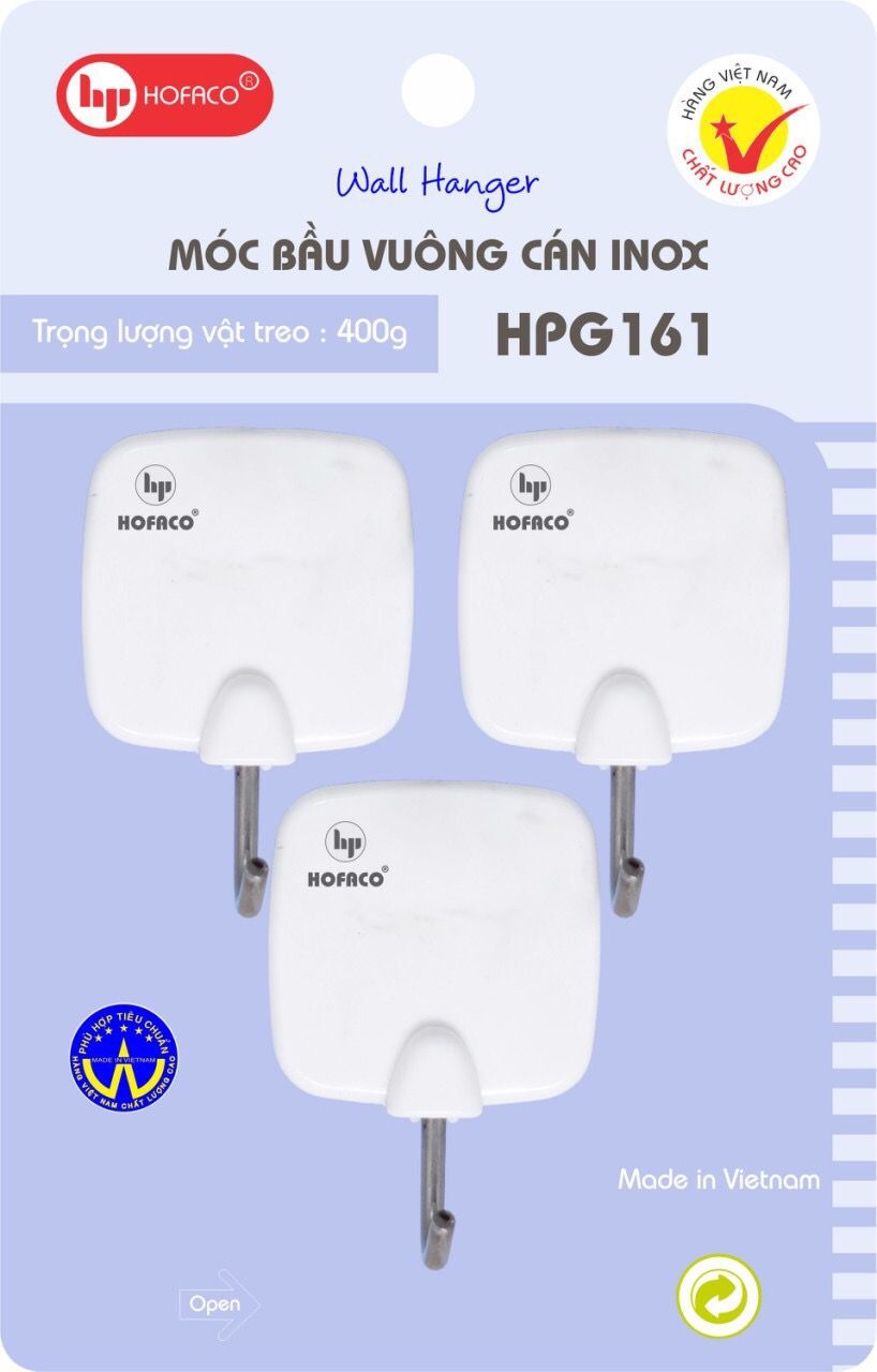 Móc Dán Tường Bầu Vuông Cán Inox Hofaco HPG161
