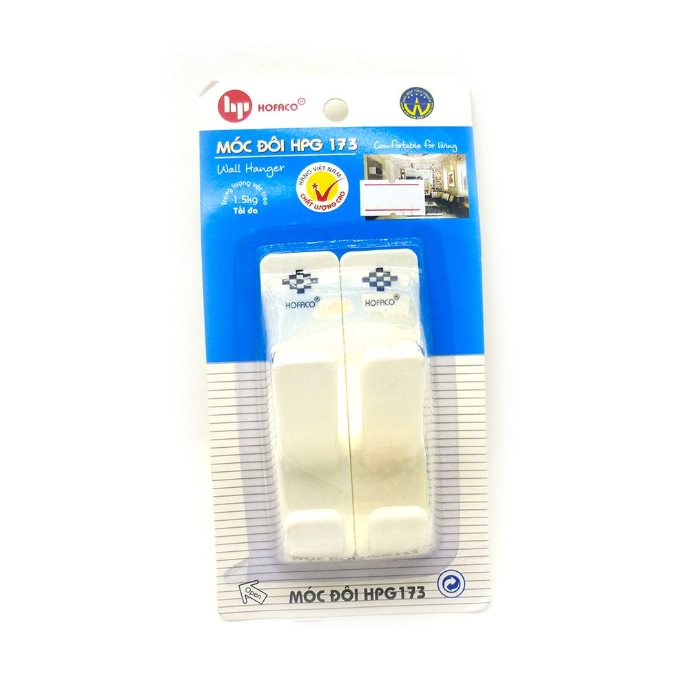 Móc Dán Tường Hofaco Vỉ 2 Móc Đôi HPG 173