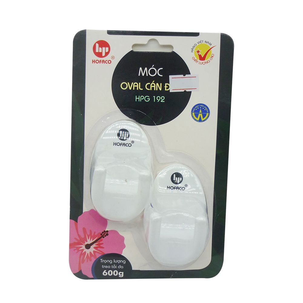Móc Dán Tường Hofaco Vỉ 2 Móc Oval Cán Đôi HPG 192