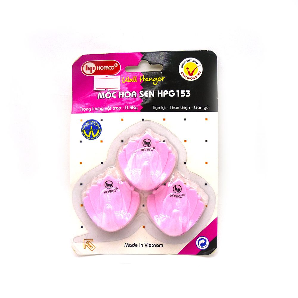 Móc Dán Tường Hofaco Vỉ 3 Móc Hoa Sen HPG 153