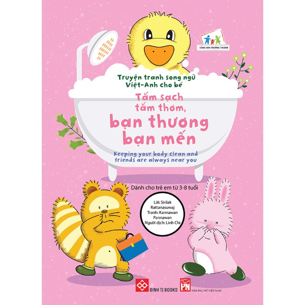 Truyện Tranh Song Ngữ Việt - Anh Cho Bé - Tắm Sạch Tắm Thơm Bạn Thương Bạn Mến