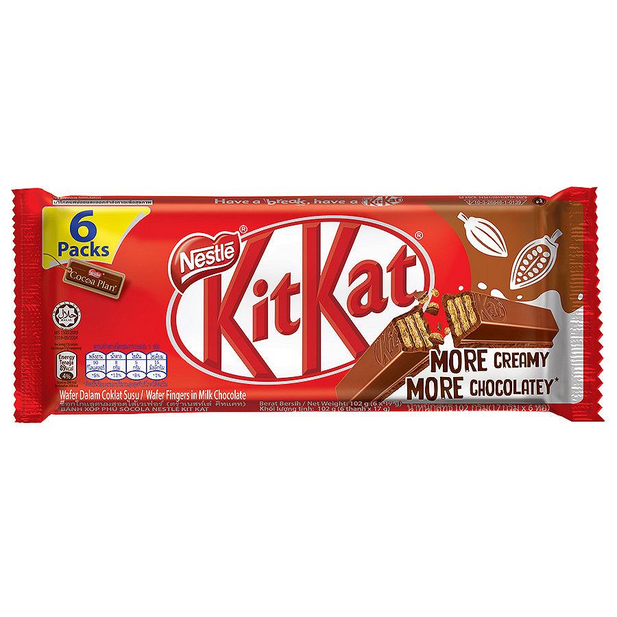 Gói 6 Thanh Bánh Xốp Phủ Sôcôla Nestlé Kitkat (6 x 17g)
