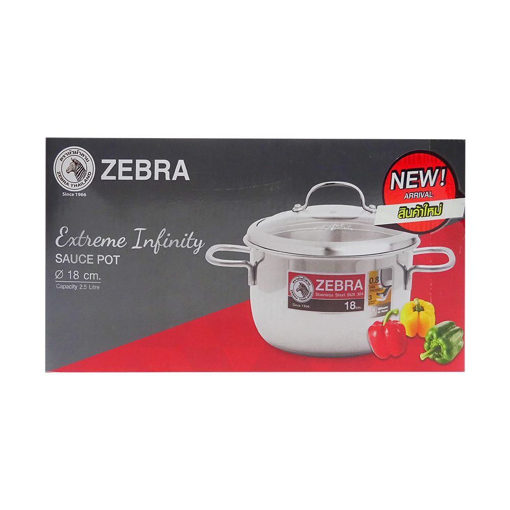 Nồi Inox 304 Nắp Kính Extreme Infinity Zebra 2,5L 18cm