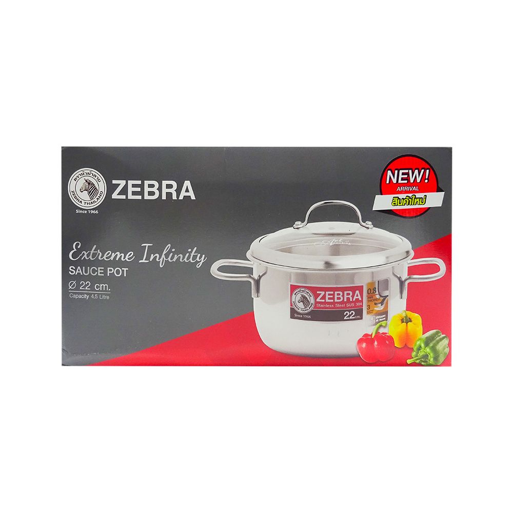 Nồi Inox Nắp Kính Exteme Infinity Zebra 162297 22cm 4,5L