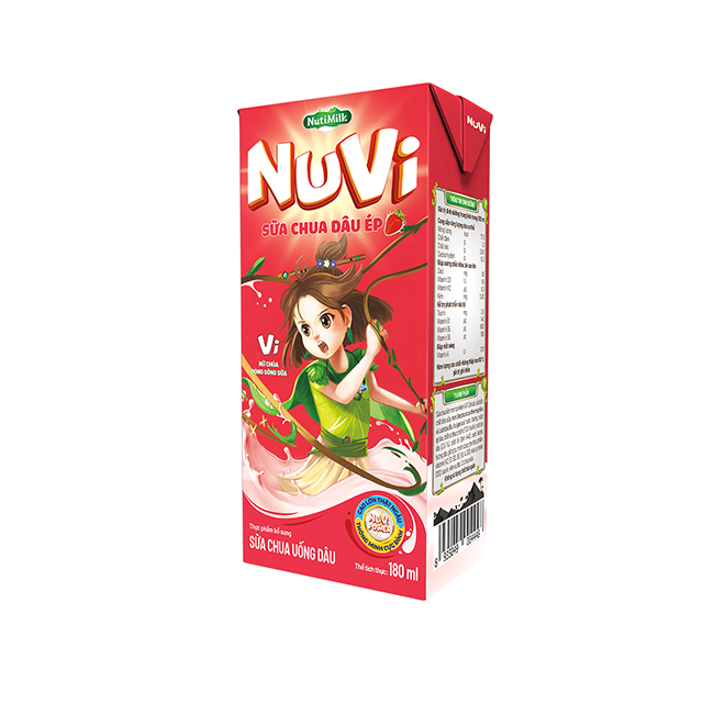 NuVi Sữa chua uống Dâu hộp 180ml
