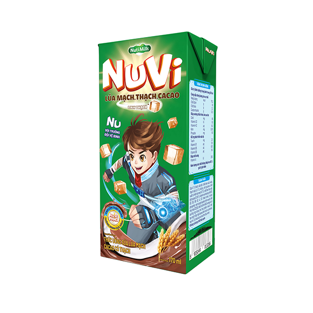 NuVi Thức uống Sữa Lúa Mạch Cacao Có Thạch Hộp 170 ml