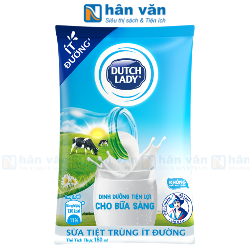  Sữa Tiệt Trùng Dutch Lady Ít Đường Bịch 180ml 