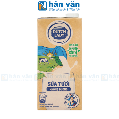  Sữa Tươi Tiệt Trùng Dutch Lady Không Đường 965ml 