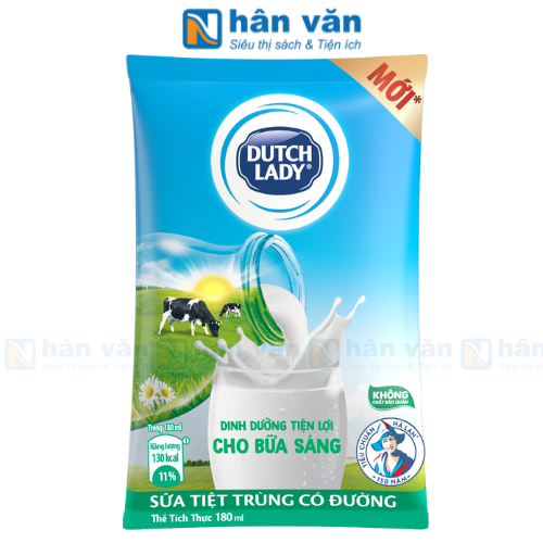  Sữa Tiệt Trùng Cô Gái Hà Lan Dutch Lady Có Đường Gói 180ml 