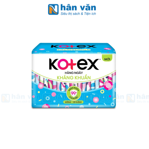  Băng Vệ Sinh Kotex Hàng Ngày Kháng Khuẩn - Gói 20 Miếng 