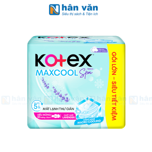  Băng Vệ Sinh Kotex Max Cool French Spa Siêu Mỏng Cánh 23CM Gói 20 Miếng 