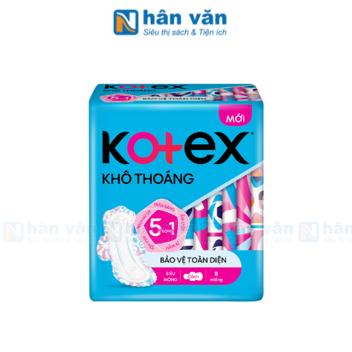  Băng Vệ Sinh Kotex Khô Thoáng Siêu Mỏng Cánh Mặt Lưới 23cm Gói 8 Miếng 