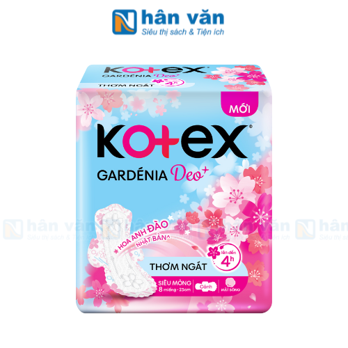  Băng Vệ Sinh Kotex Gardenia Deo+ Hoa Anh Đào Siêu Mỏng Cánh 23cm 8 Miếng 