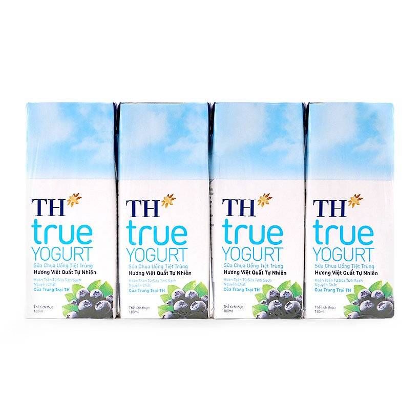 Sữa Chua Uống Tiệt Trùng Hương Việt Quất Tự Nhiên TH True Yogurt (180ml/Hộp)