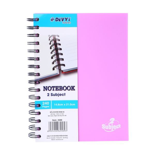 Sổ Tay Lò Xo Bìa Nhựa A5 Devyt 14.8 x 21.0 cm (240 Trang)