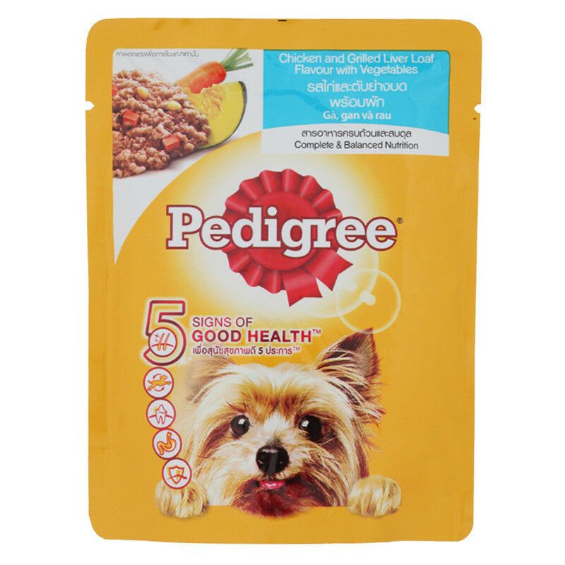 Thức Ăn Pedigree Cho Chó Lớn Vị Gà, Gan Nướng Và Rau Củ - 80g