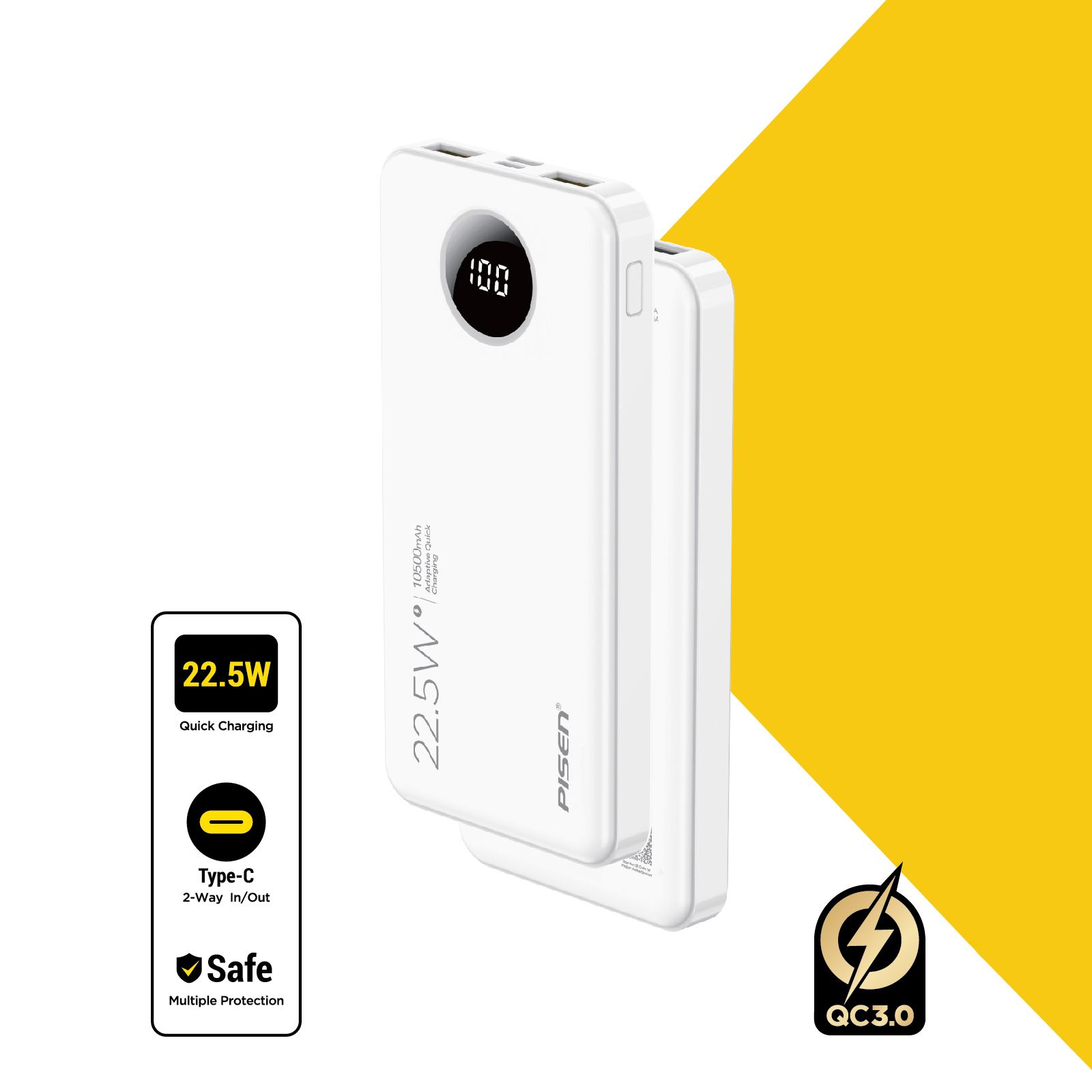 Sạc Dự Phòng PISEN PRO Power Cube 10500mAh 22.5W Màu Trắng