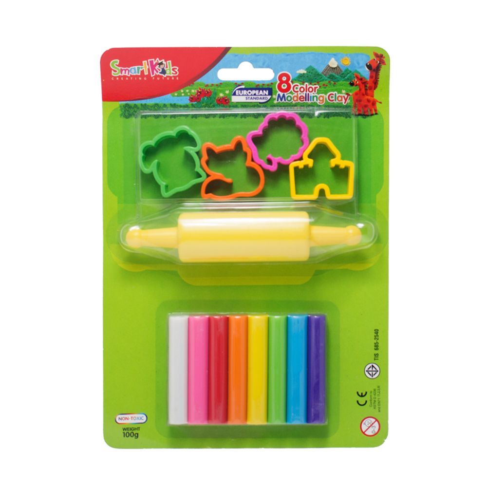 Sáp Nặn 8 Màu Thường SK-BL8M5R (4 Khuôn + 1 Cây lăn)