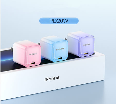Sạc PISEN Quick ice Crystal PD 20W/Mini PD 20W Rainbow- KPD201 (Rainbow) Pink