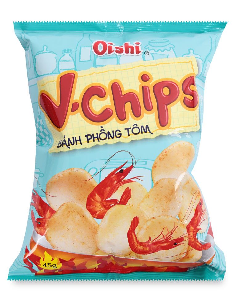 Snack Bánh Phồng Tôm V-Chips Oishi (45g)