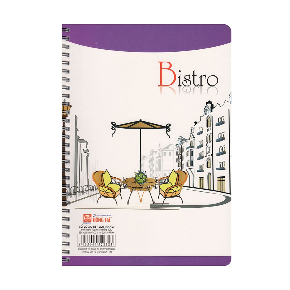 Sổ lò xo bistro B5 200tr hồng hà 2838