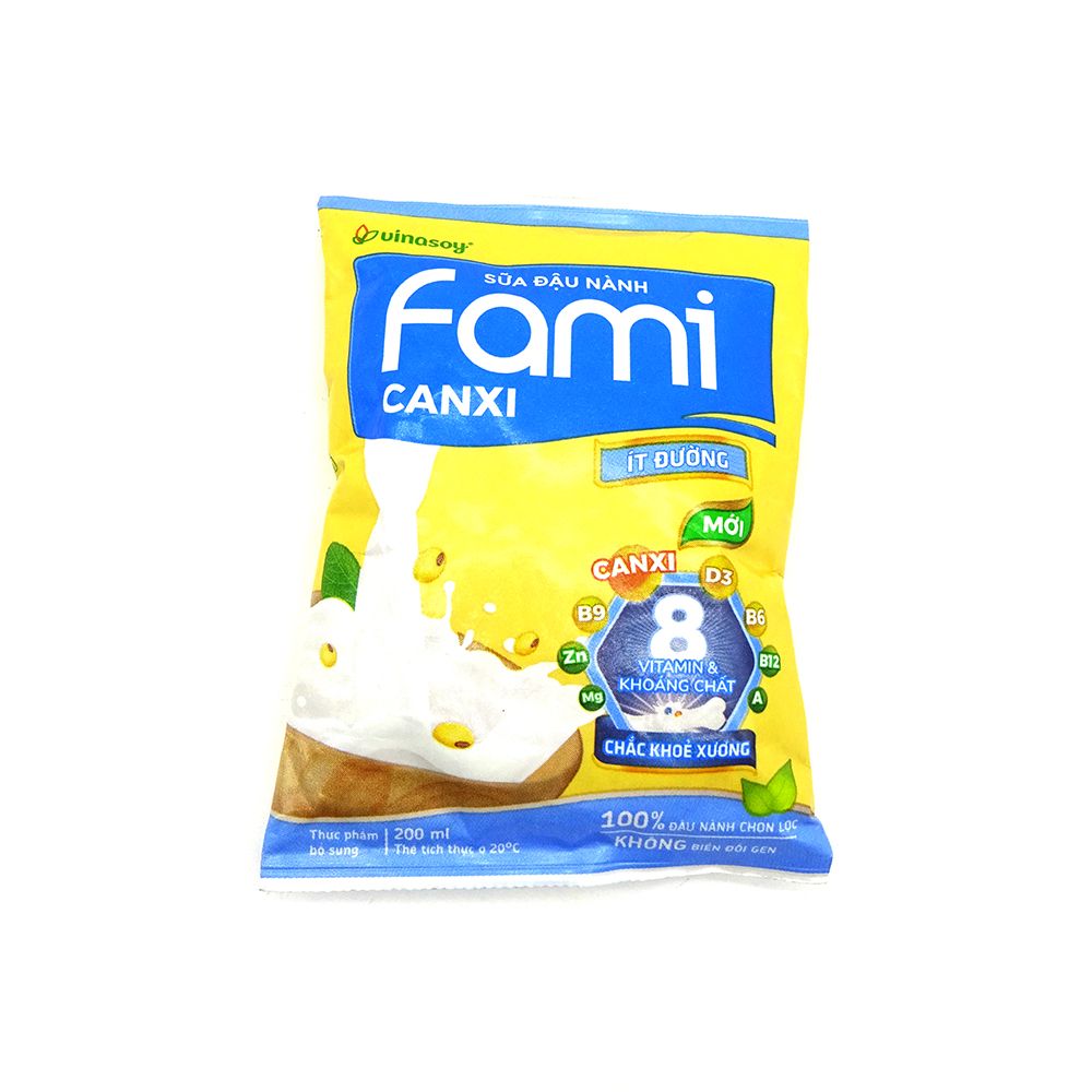 Sữa Đậu Nành Fami Canxi Ít Đường (Bịch/200ml)