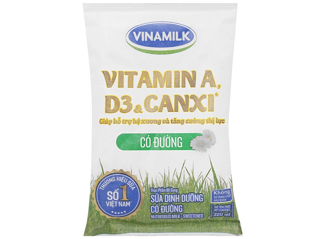 Sữa Dinh Dưỡng Vinamilk A&D3 Có Đường ( 220ml / Bịch )