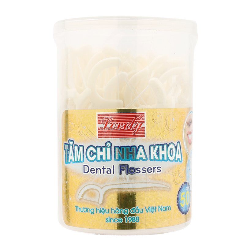 Tăm Chỉ Nha Khoa Lovely (Hộp Tròn 50 Cây)