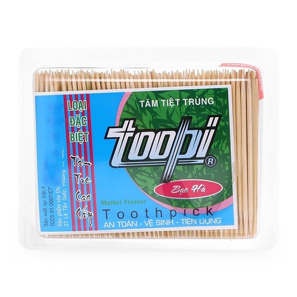  Tăm Tiệt Trùng TooPi - Bạc Hà Gói 50g (350 Cây/Gói) 