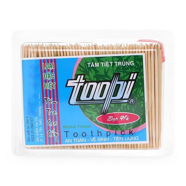 Tăm Tiệt Trùng TooPi - Bạc Hà Gói 50g (350 Cây/Gói)