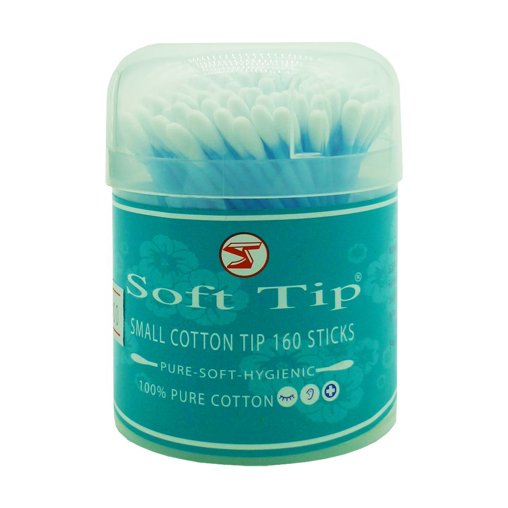 Tăm Bông Ráy Tai Soft Tip (Hộp Tròn 160 Que)